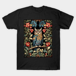 Owl in Forest | William Morris Inspired Art | Nature Artwork T-Shirt